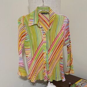 Essentials by Milano Colorful Striped Button-Down Shirt
